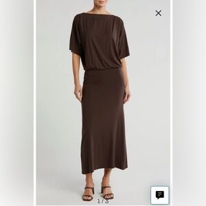 NWT- GO COUTURE Dolman Sleeve Maxi Dress, Mole Brown, Medium